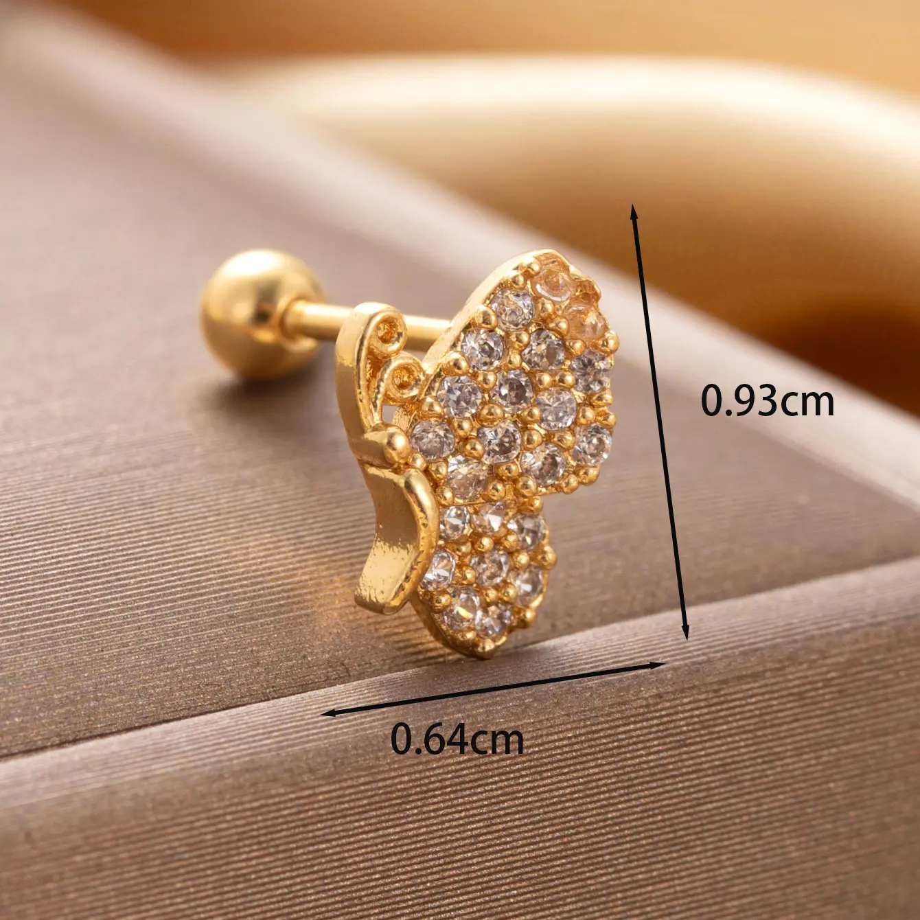 1 Piece Simple Series Classic Animal Copper  18K Gold Plated Zircon Women's Stud Earrings h5 